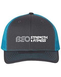 Richardson - Adjustable Snapback Trucker Cap - Embroidery -Charcoal/Neon Blue