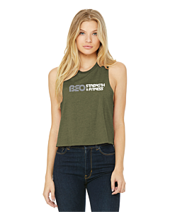 BELLA+CANVAS ® Women’s Racerback Cropped Tank - DTG-Heather Olive