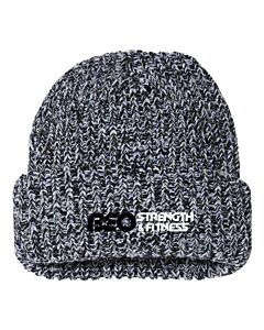 Sportsman - 12" Chunky Knit Cuffed Beanie - Embroidery -Black/Natural