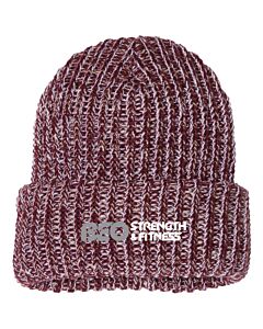 Sportsman - 12" Chunky Knit Cuffed Beanie - Embroidery -Maroon/Natural