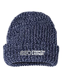 Sportsman - 12" Chunky Knit Cuffed Beanie - Embroidery -Navy/White